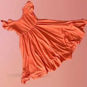 Dot Dot Smile DDS Empire Twirl Bright Orange Dress- Size 5/6